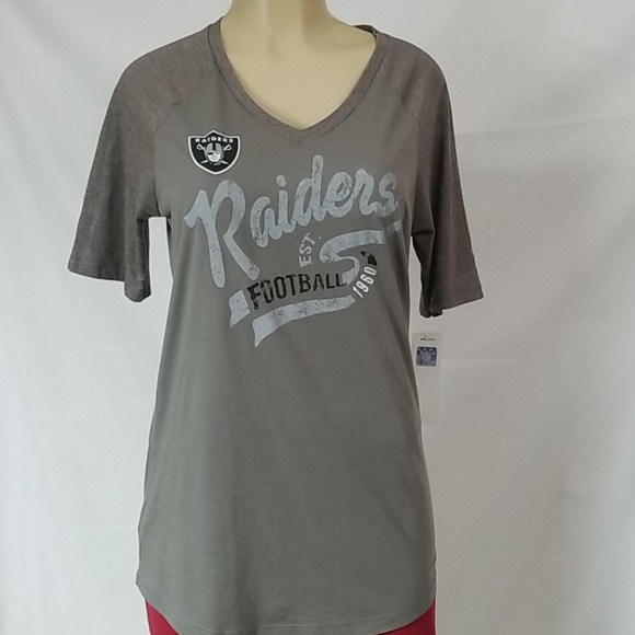 OAKLAND LAS VEGAS RAIDERS WOMENS NFL GREY TSHIRT - Picture 3 of 8